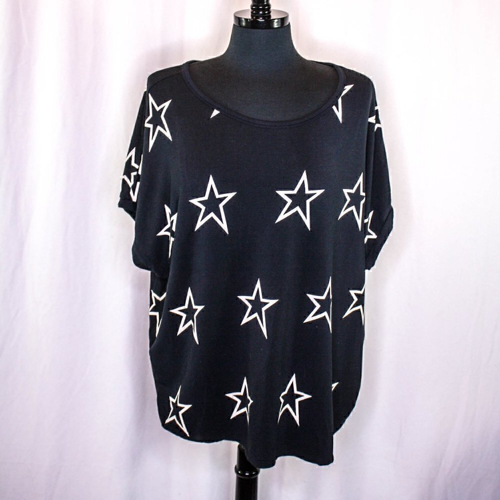Buffalo David Bitton Top Stars Short Sleeve Black White Size XXL